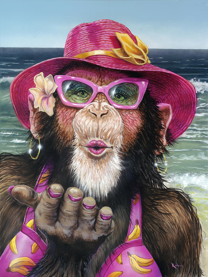 Beach Painting - South Beach Chimp Part I by Lance Rodgers