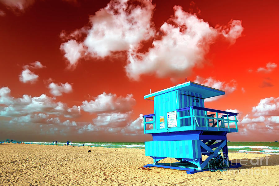 Miami Photograph - South Beach Lifeguard Chair Colors Pop Art by John Rizzuto