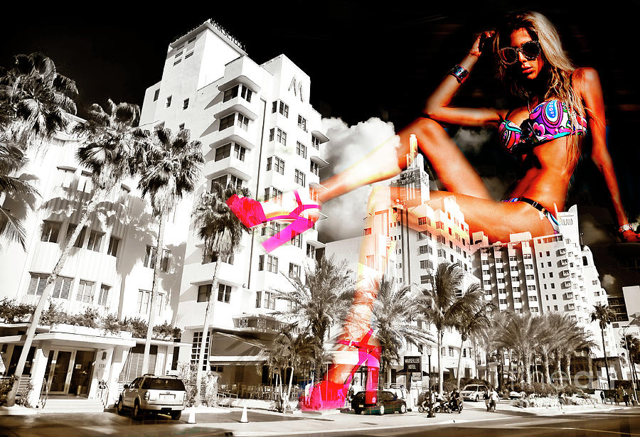 South Beach Party Girl Collins Avenue Photograph by John Rizzuto
