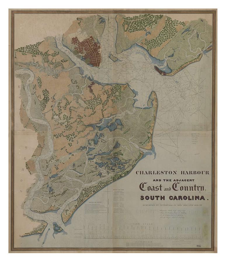 South Carolina CHARLESTON HARBOUR AND THE ADJACENT COAST AND COUNTRY, SOUTH CAROLINA. 1825 Painting by MotionAge Designs