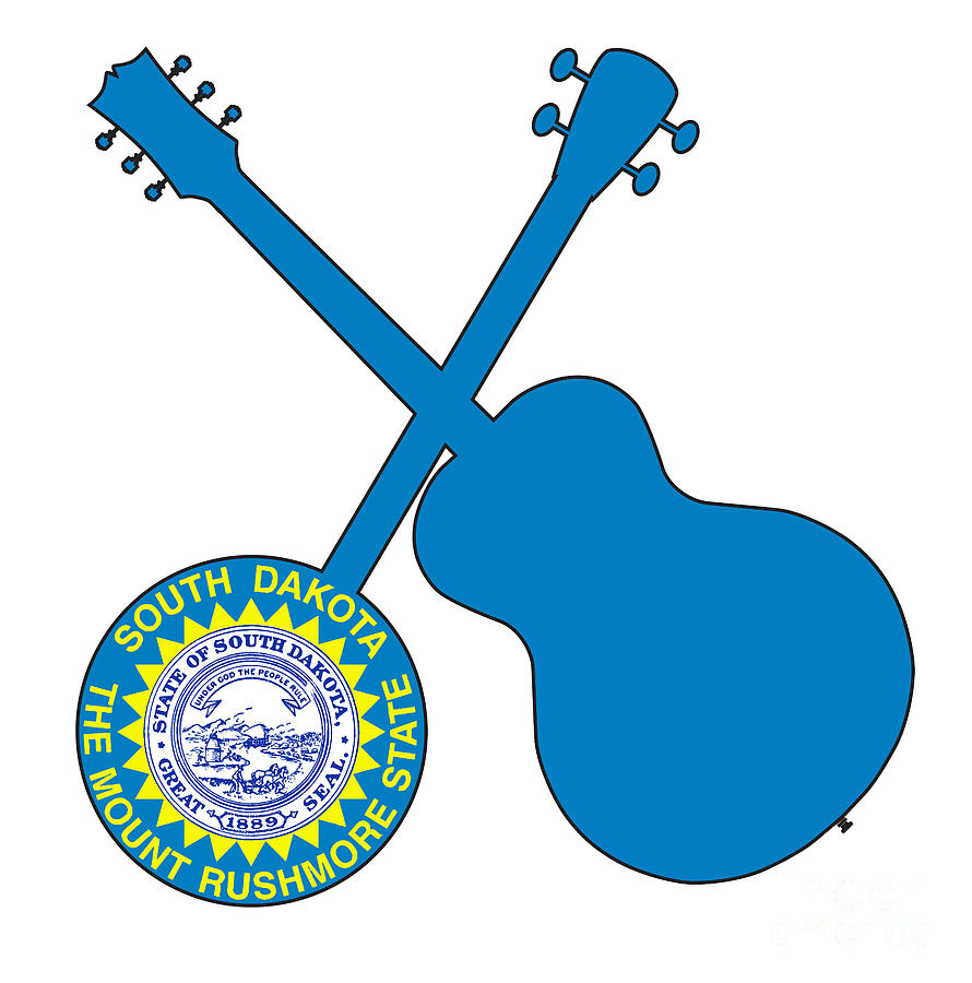 South Dakota State Flag Banjo And Guitar Silhouette Digital Art By Bigalbaloo Stock Fine Art