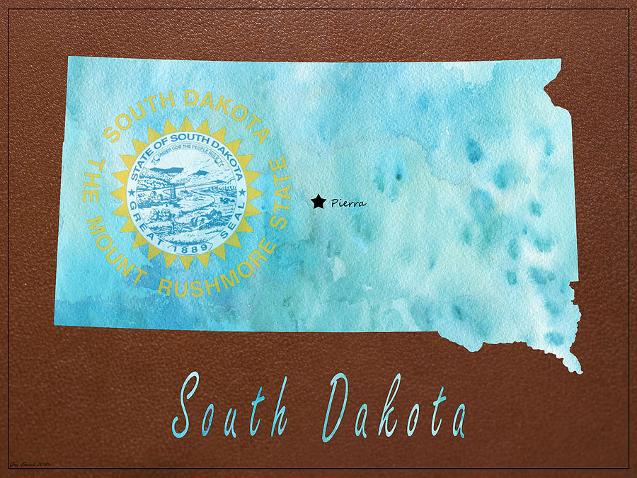 South Dakota Watercolor Vinyl Map Style 7 Painting by Greg Edwards