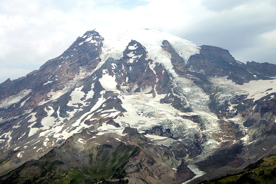 National Parks Photograph - South face and glaciers of Mt. Rainier by Steve Estvanik