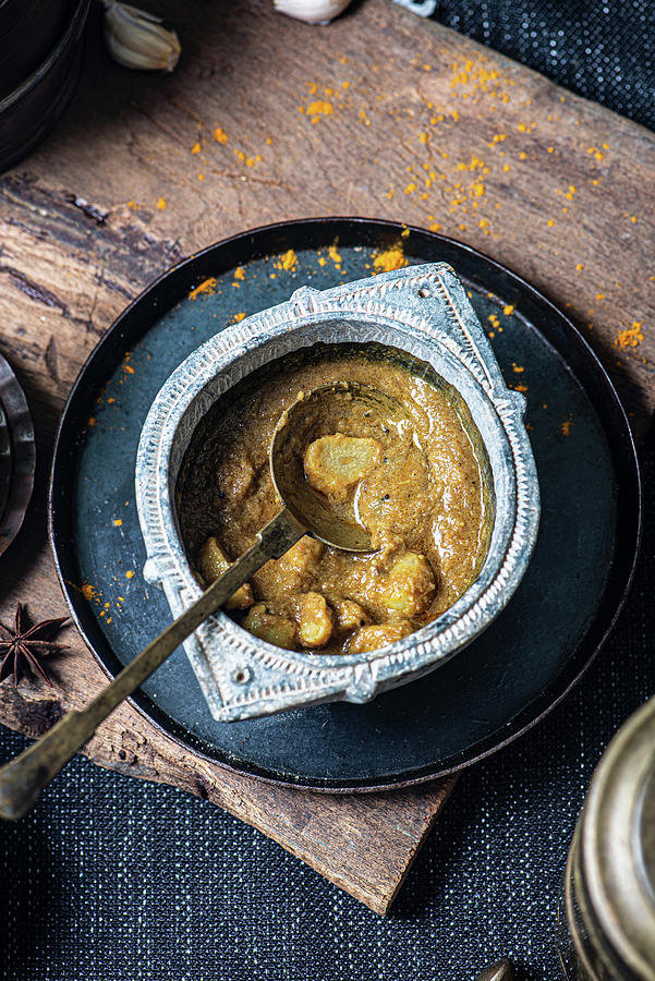 South Indian Style Vegan Garlic Curry With Coconut Paste Photograph by Preeti Tamilarasan