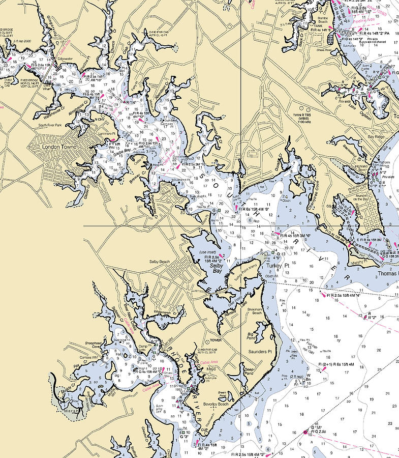 South River-maryland Nautical Chart Mixed Media by Sea Koast | Fine Art ...