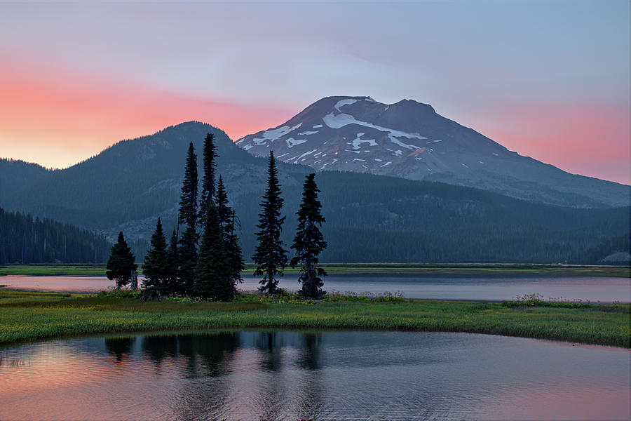 South Sister in the Three Sisters Wilderness from Sparks Lake, Oregon Photograph by Scenic Edge Photography