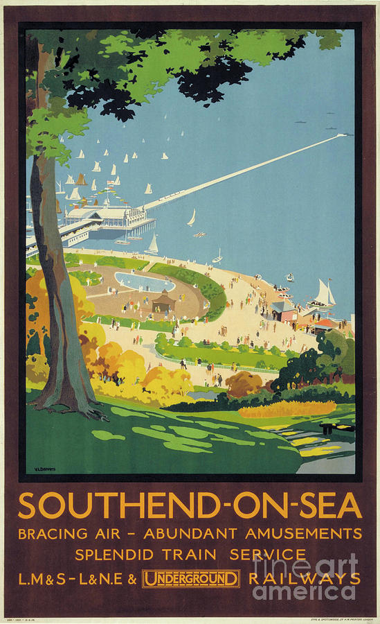 Vintage Photograph - Southend on Sea Vintage Poster, UK by Damian Davies