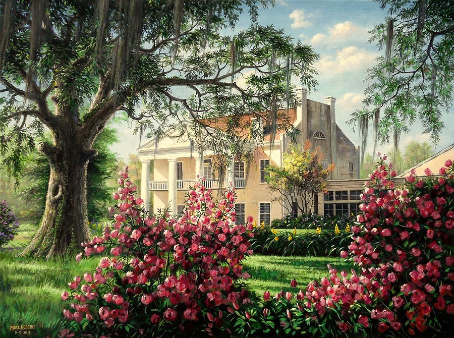 Flower Painting - Southern Colonial Mansion by Mike Roberts