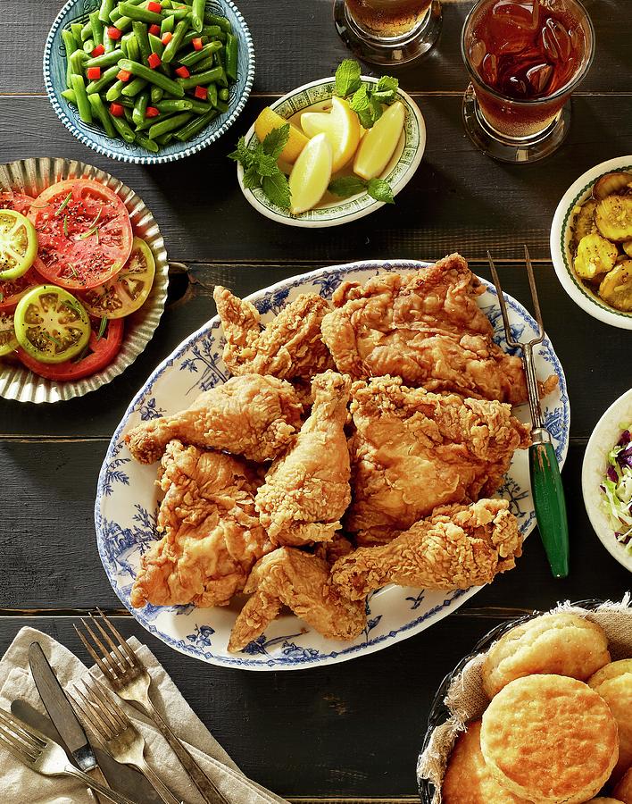 Southern Fried Chicken With Side Dishes usa Photograph by Michael S ...