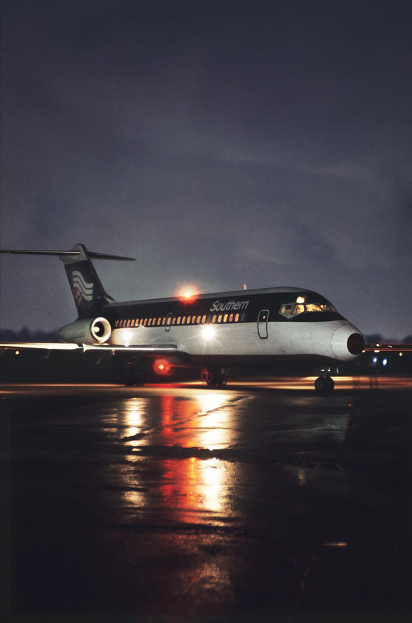 Southern Nights - DC-9 in Miami Photograph by Erik Simonsen