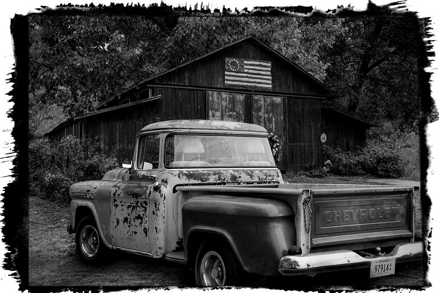 Southern Vintage in Black and White Bordered Photograph by Debra and Dave Vanderlaan