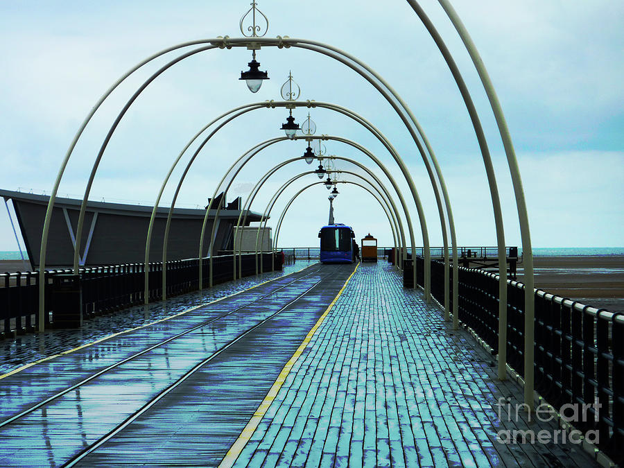 Southport pier with tram with Hard Light effect Photograph by Pics By Tony