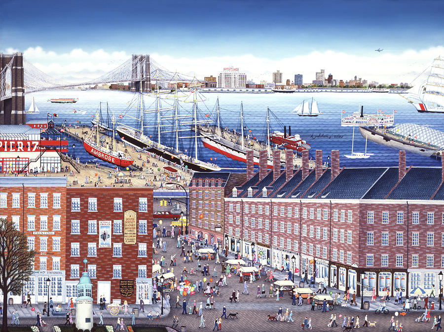 Boat Painting - Southstreet Seaport by Kathy Jakobsen