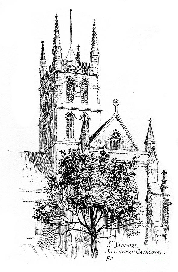 Southwark Cathedral, London, 1912 Drawing by Print Collector