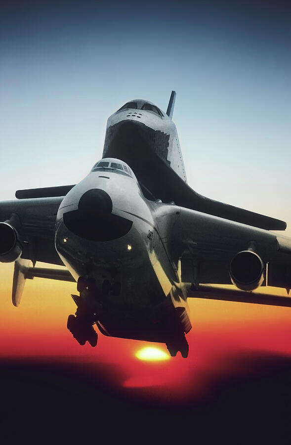Soviet An-225 and Buran Space Shuttle Head-on Mixed Media by Erik Simonsen