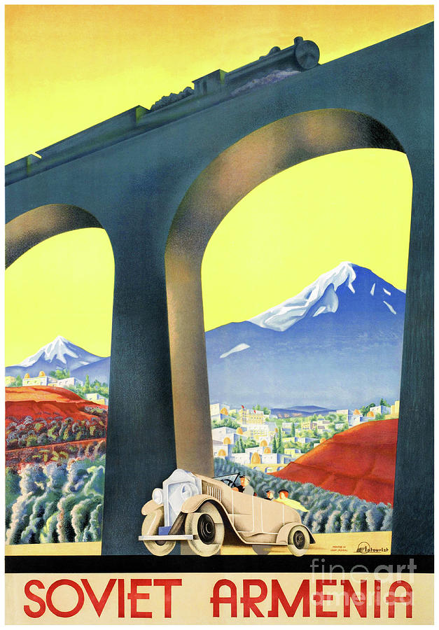 Soviet Armenia Ussr Vintage Poster Drawing