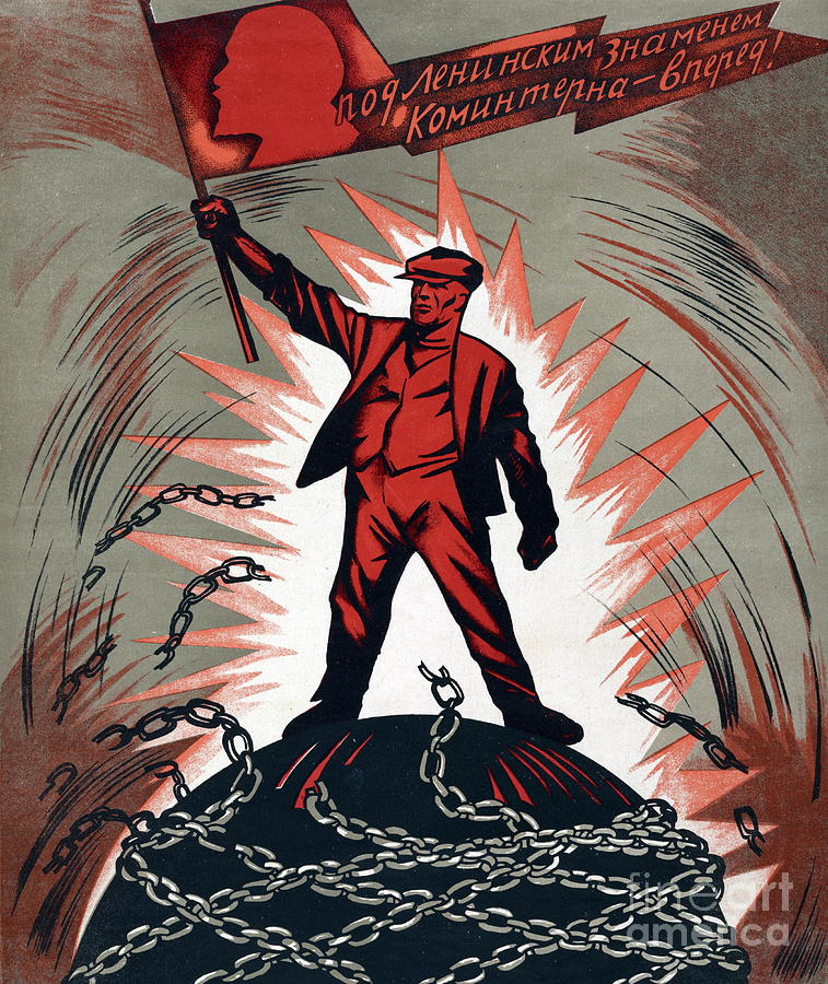 Soviet Russian Propaganda Poster Painting by Russian School