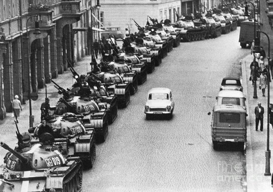 Soviet Tanks Line Side Of Street Photograph by Bettmann