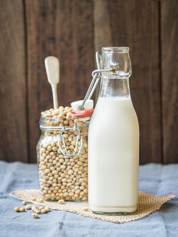 Soy Milk And Soybeans Photograph by Magdalena Paluchowska