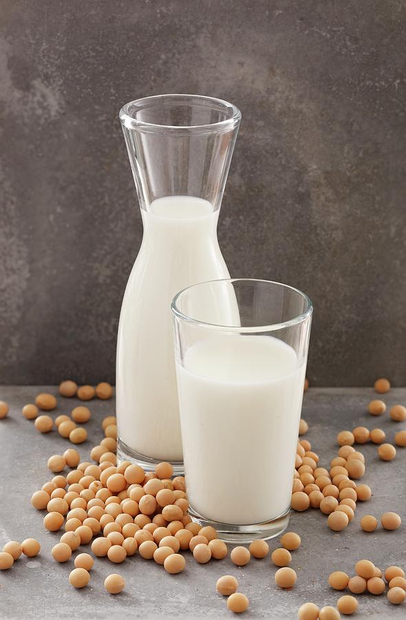 Soya Milk In A Carafe And In A Glass Photograph by Petr Gross