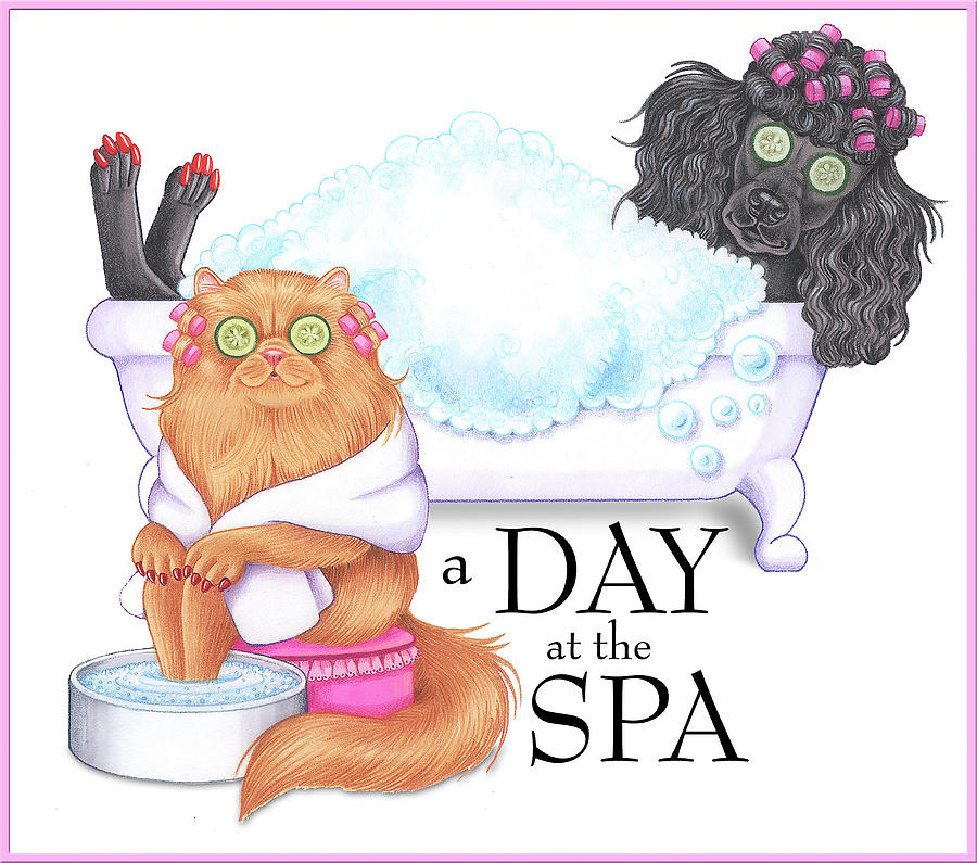 Animal Mixed Media - Spa Poodle Persian by Tomoyo Pitcher