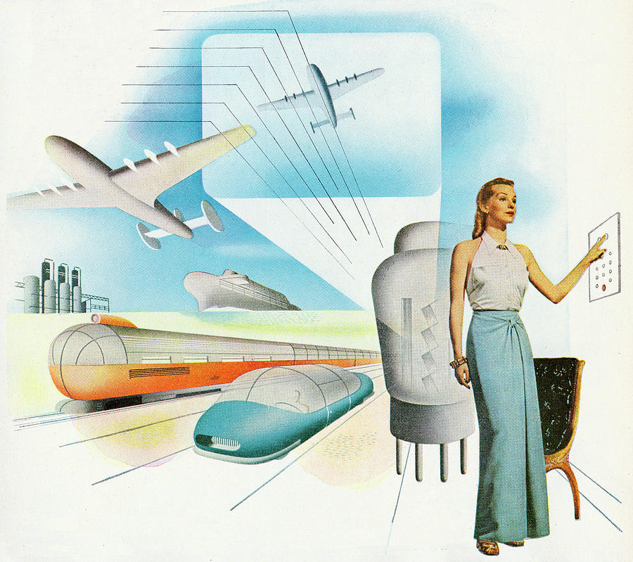 Transportation Drawing - Space Age Travel Modes by CSA Images