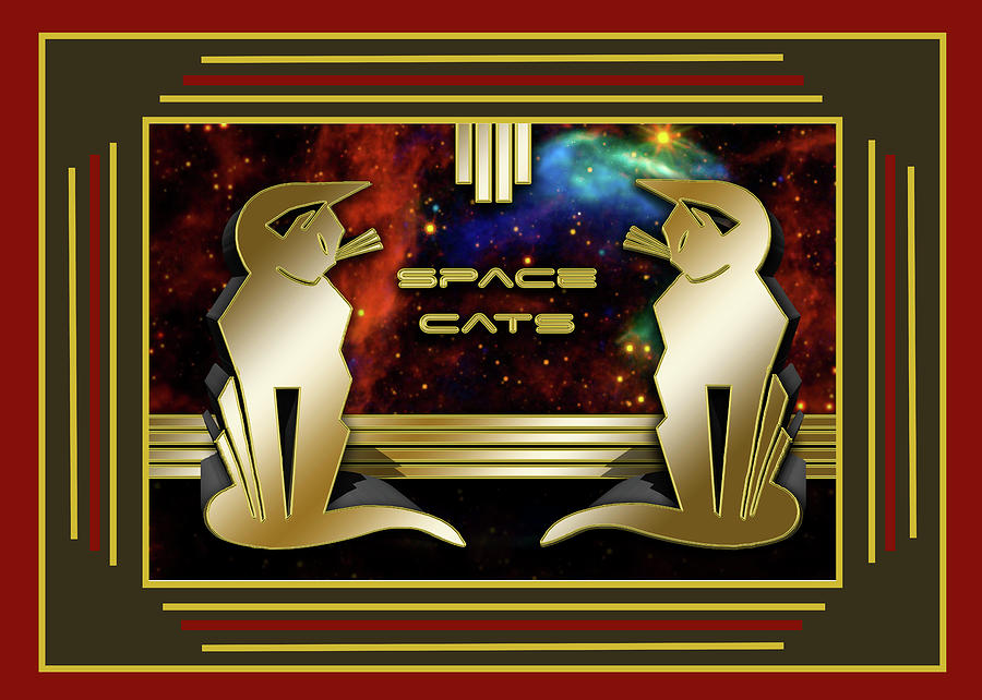 Space Cats - Border Digital Art by Chuck Staley