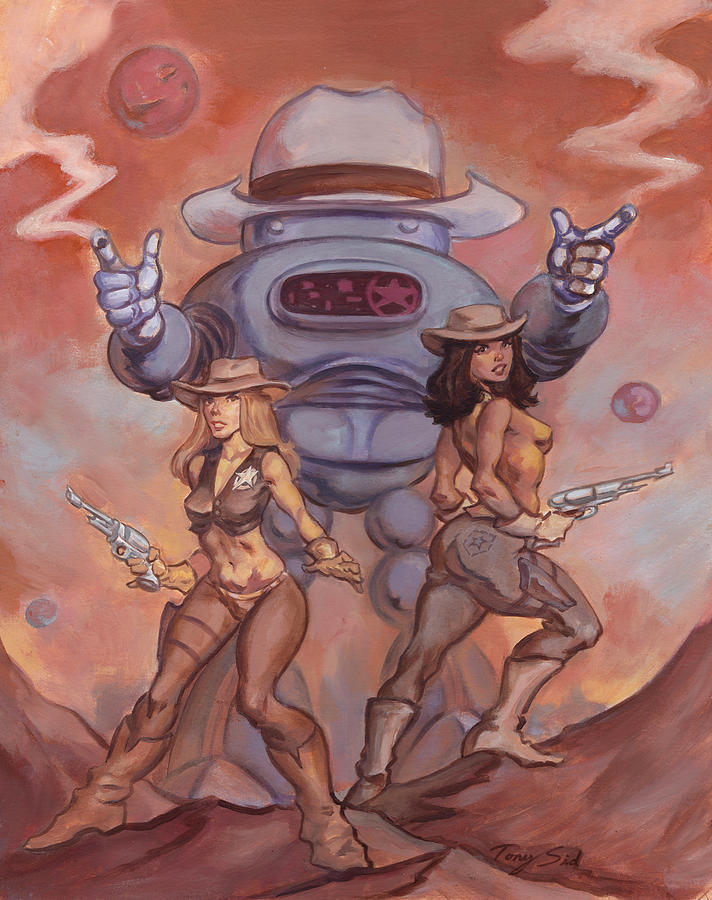 Space Cowboys Painting by Tony Sid Space Cowboys Painting by Tony Sid