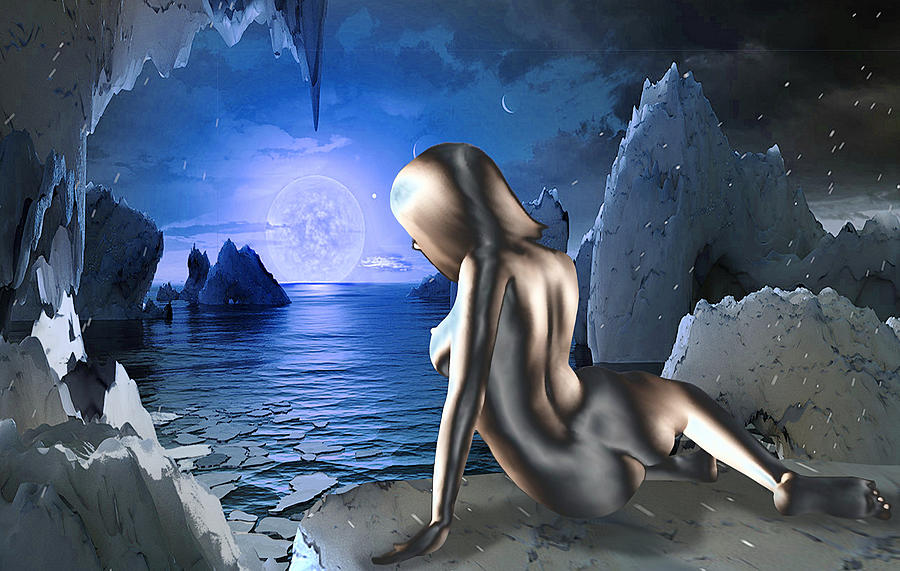 Space Fantasy Goddess Galaxy Ice Worlds Multimedia Digital Artwork Digital Art by G Linsenmayer