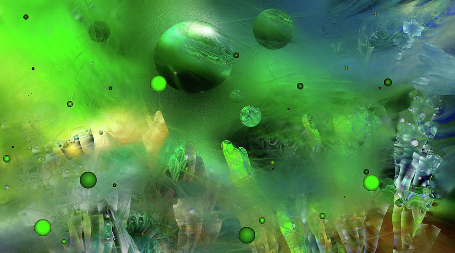 Abstract Digital Art - Space Green by Natalia Rudzina