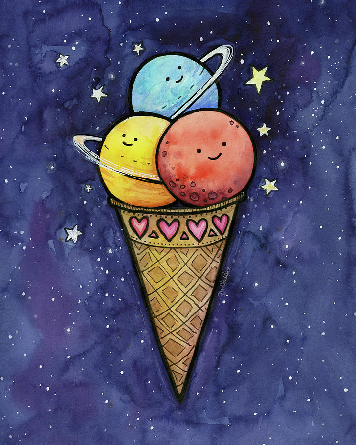 Space Ice Cream Painting by Olga Shvartsur