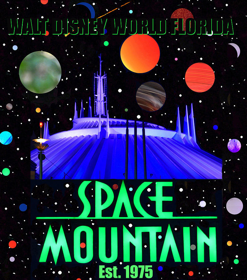 Space Mountain poster 1975 Mixed Media by David Lee Thompson