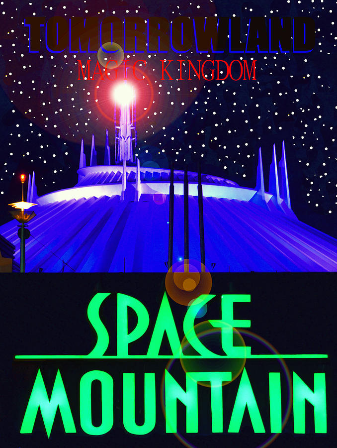 Space Mountain retro poster A Digital Art by David Lee Thompson