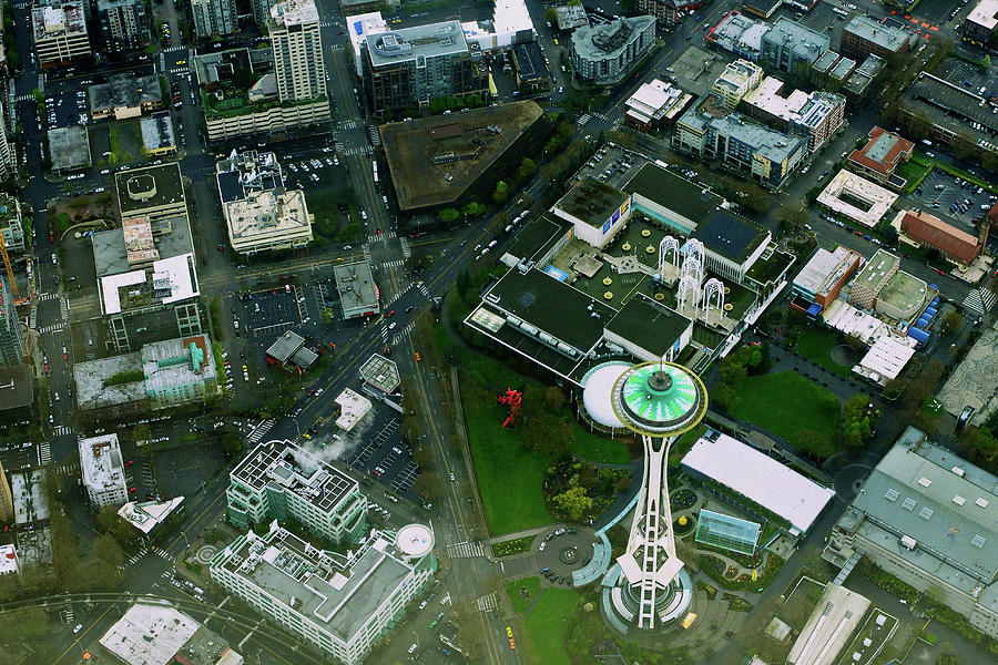 Space Needle And Seattle Aerial Photograph by Joel Guay/shodanphotos