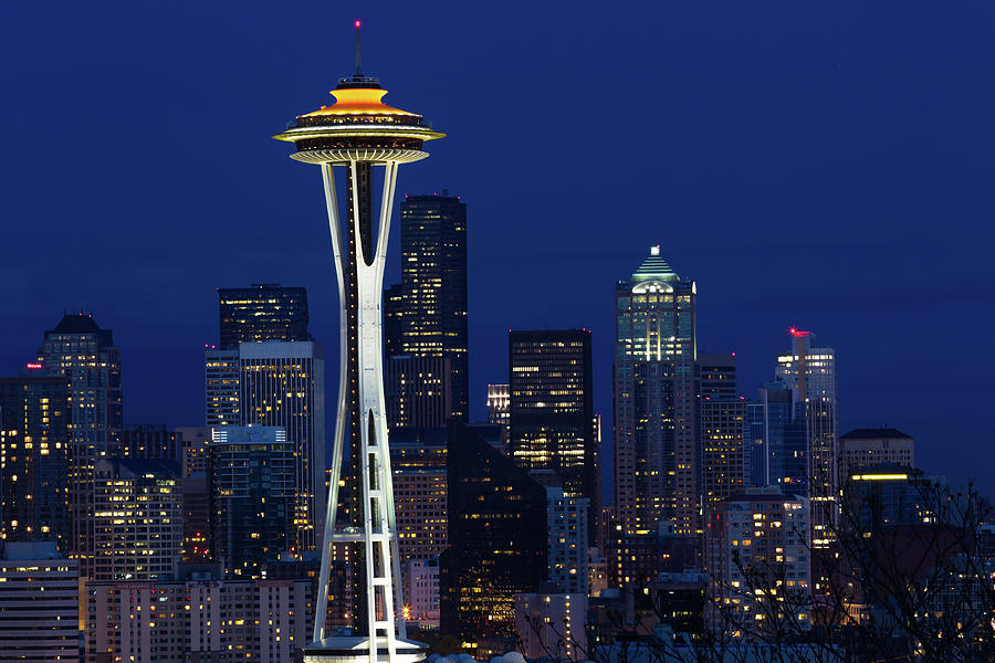 Space Needle At Night From Kerry Park Glenn Lahde 