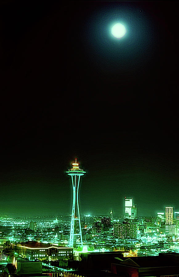 Space Needle Emerald City Digital Art by Cathy Anderson