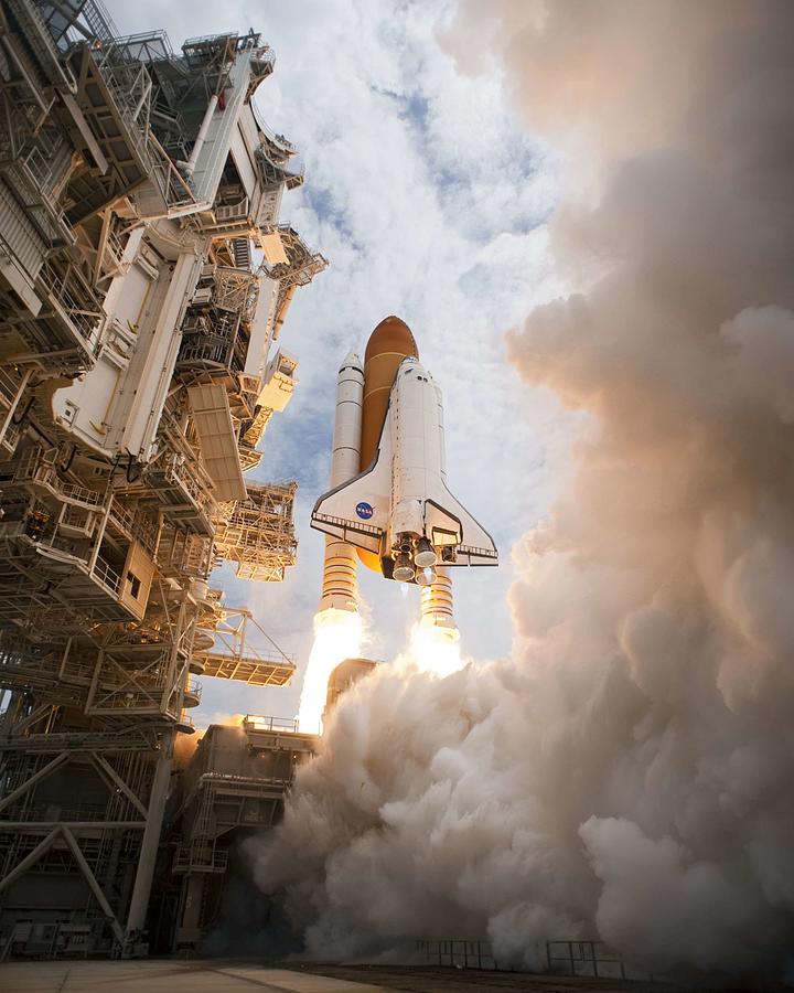Space Shuttle Atlantis STS-135 mission launched from Launch Pad Painting by Celestial Images