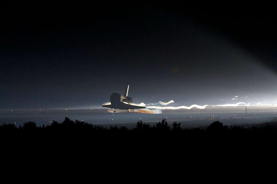 Space Painting - Space shuttle Atlantis STS-135 touches down 2 by Celestial Images