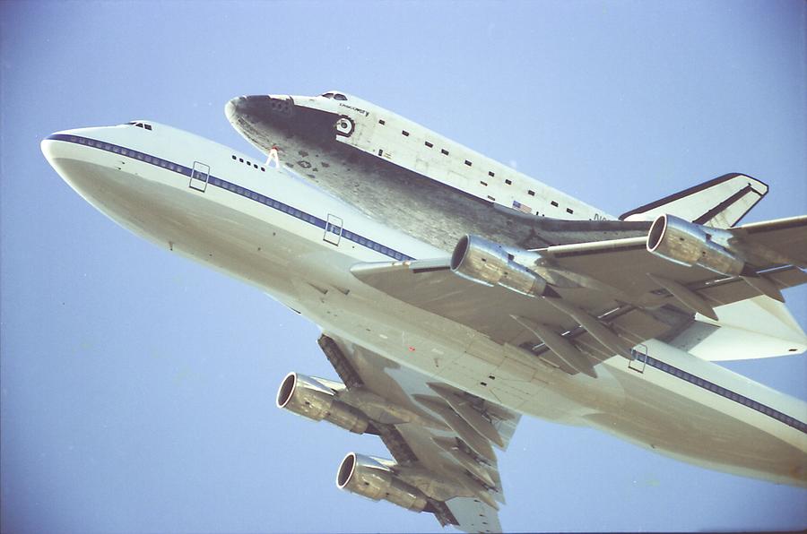 Space Shuttle Flies Piggy Back Photograph by Mickey Adair