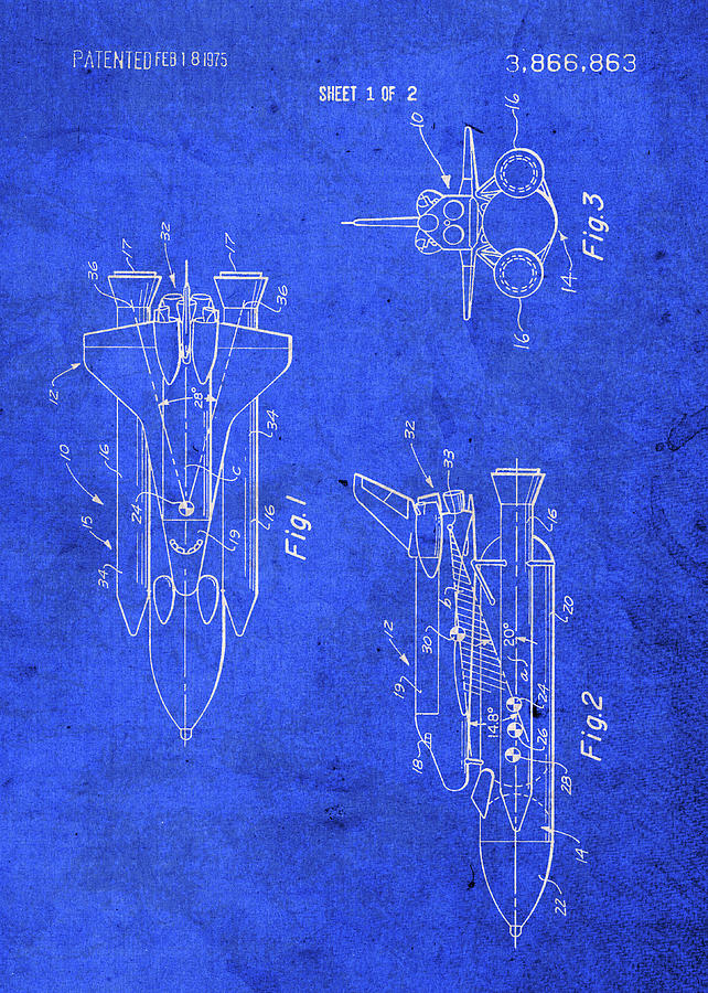 Vintage Mixed Media - Space Shuttle NASA Vintage Patent Blueprint by Design Turnpike