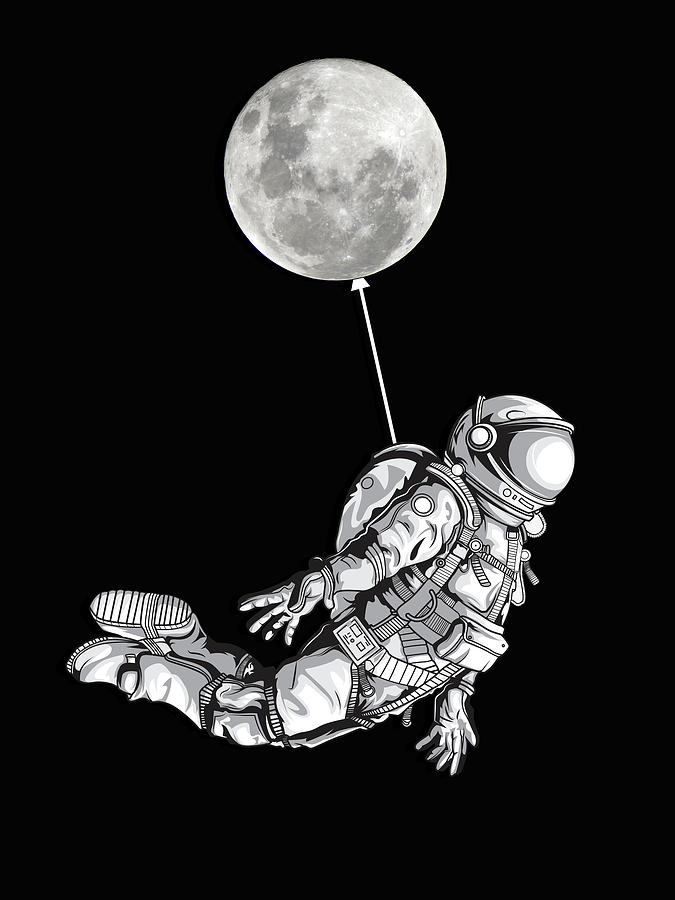 Space Travel Astronaut Universe Moon Painting by Tony Rubino