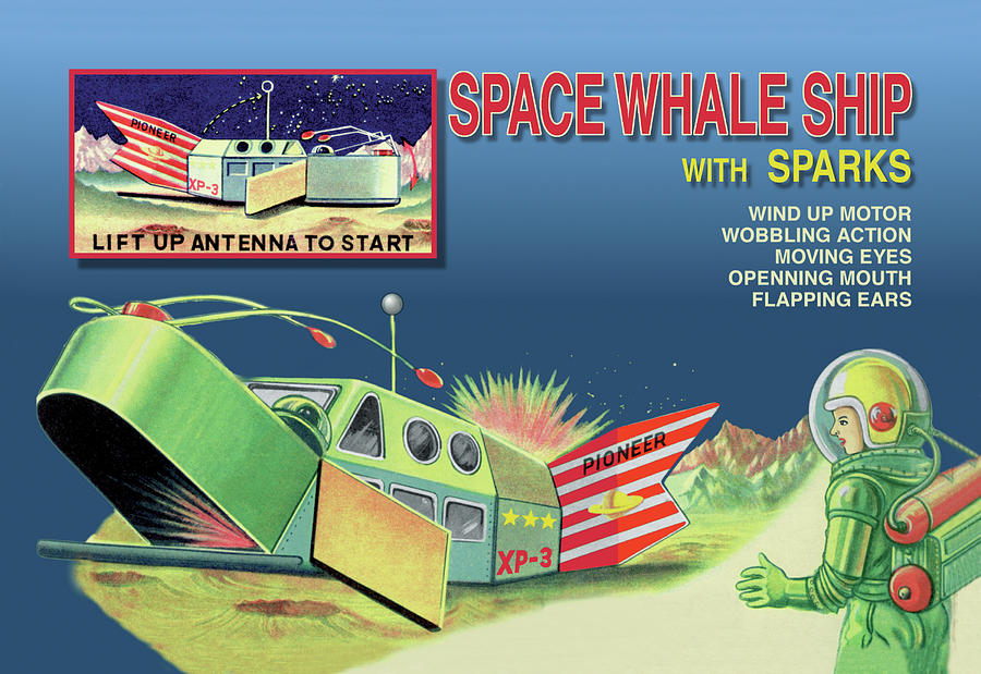 Space Whale Ship with Sparks Painting by Unknown