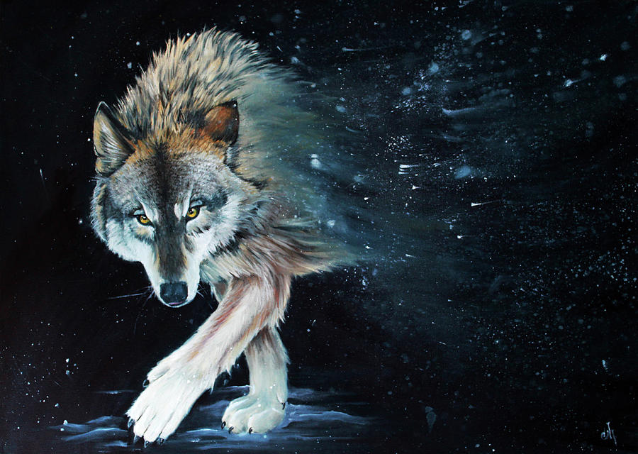 Space wolf Painting by Prodius Anna - Pixels