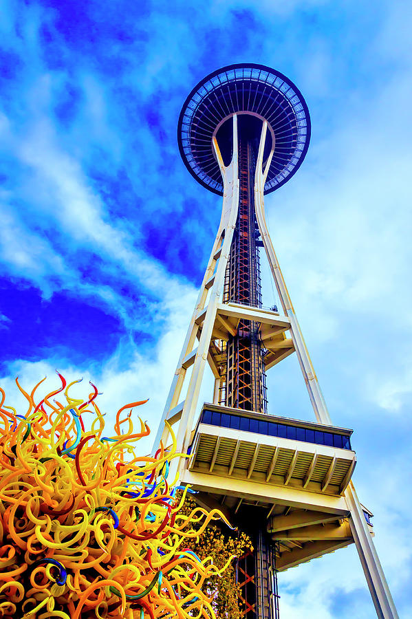 Architecture Photograph - Spaceneedle High In The Clouds by Garry Gay