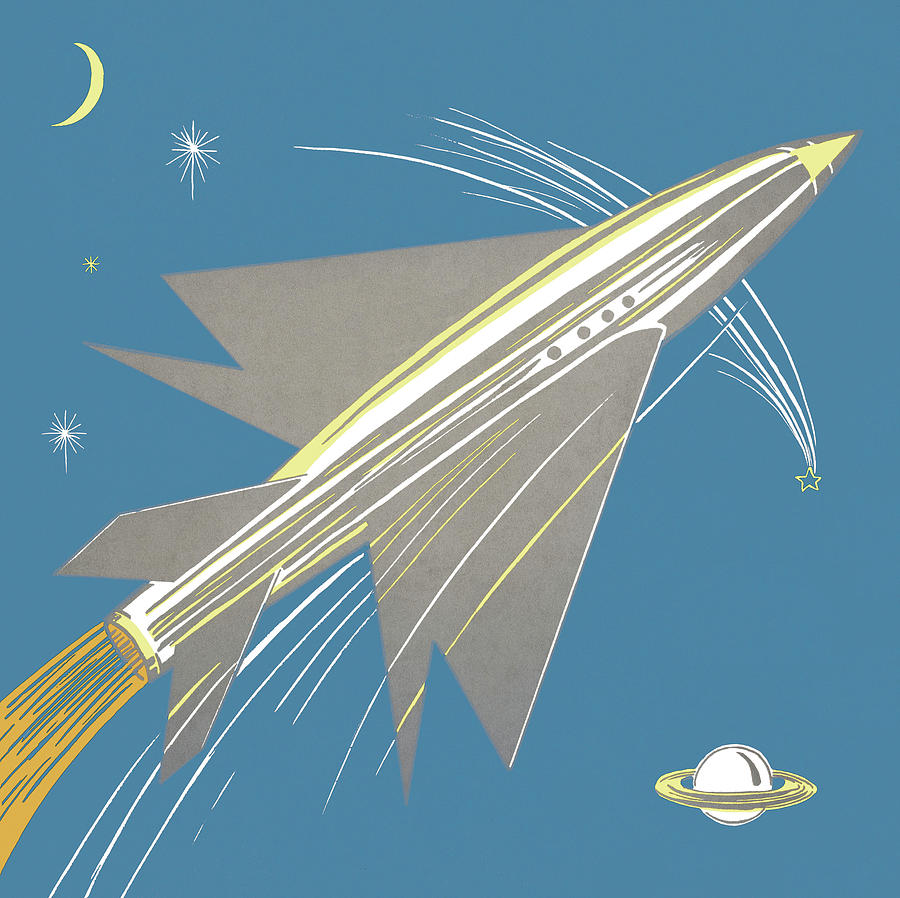 Science Fiction Drawing - Spaceship in Orbit by CSA Images