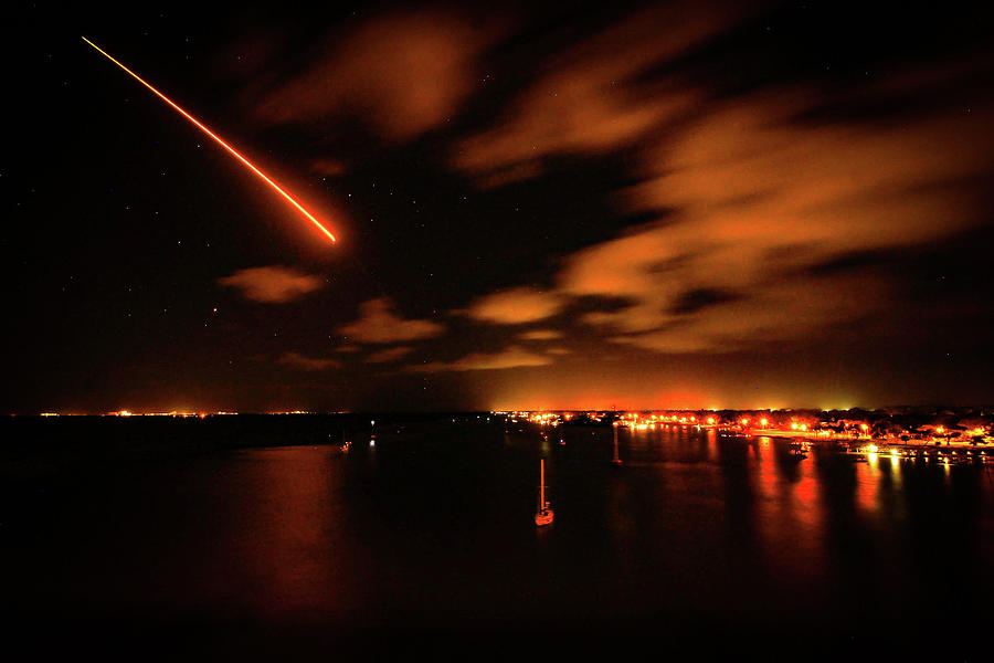 SpaceX Falcon 9 launch over the Indian River in New Smyrna Beach, Florida Photograph by Danny Mongosa