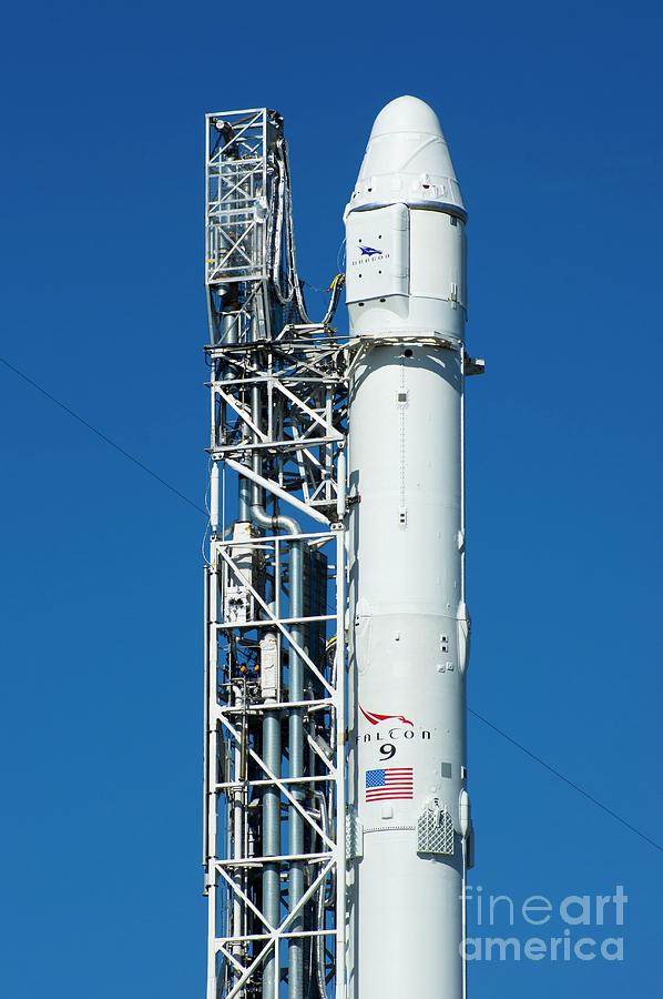 Space Photograph - Spacex Falcon 9 Rocket On Launch Pad. by Mark Williamson/science Photo Library