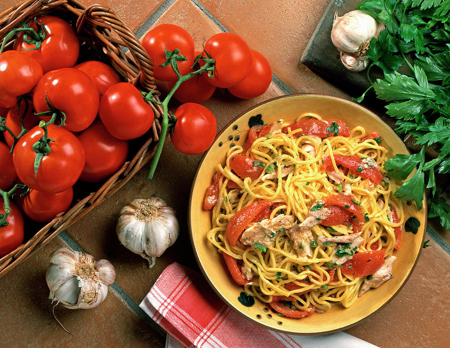 Spaghetti Alla Chitarra With Trout italy Photograph by Franco Pizzochero