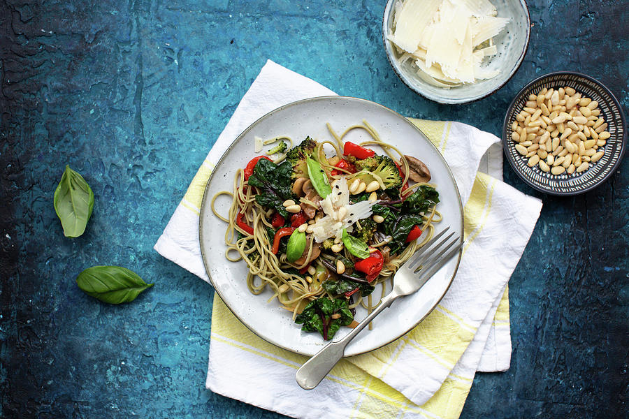 Spaghetti With Broccoli, Chard And Parmesan Photograph by Lara Jane Thorpe