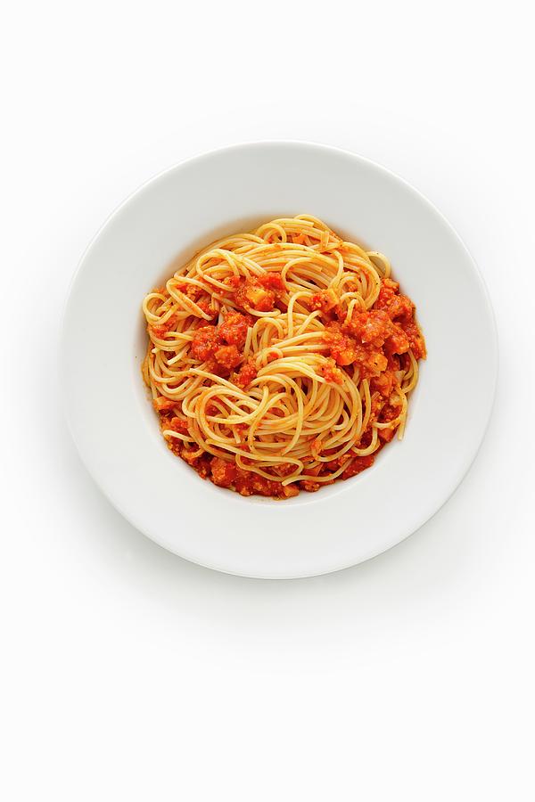 Spaghetti With Lupin Bolognese Made From Lupin Seeds Photograph by Jalag / Stefan Bleschke